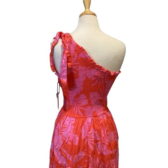 NWT Japna Tropical Floral Smocked One Shoulder Resortwear Maxi Dress size M - Picture 7 of 10
